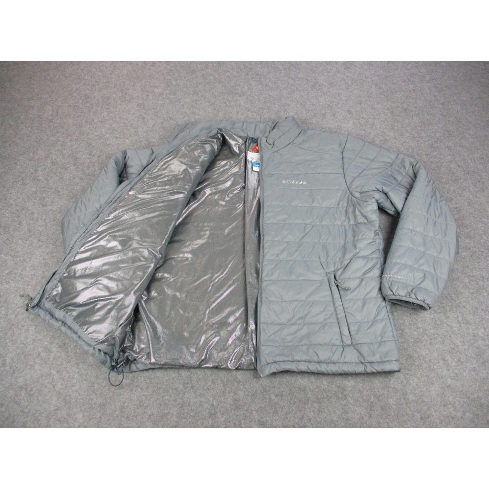 Columbia Jacket Mens XL Gray Omni Heat Insulated Puffer Quilted Insulated Coat